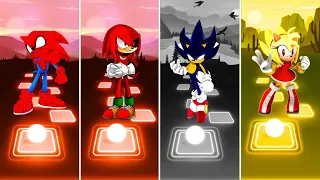 Spider Man Sonic 🆚 Knuckles exe Sonic 🆚 Dark Sonic 🆚 Super Amy Rose | Sonic Tiles Hop EDM Rush