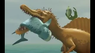 Поезд динозавров Состязание по ловле рыбы Мультфильм для детей про динозавров
