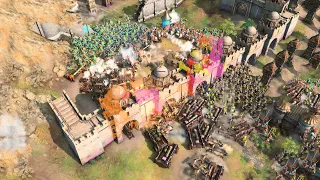 Age of Empires 4 - 4v4 MASSIVE SIEGE ARMY PUSH | Multiplayer Gameplay
