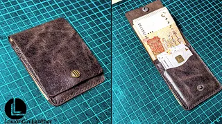 Making the front pocket leather wallet. Asmr
