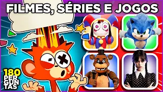 🤯180 DESAFIOS DE FILMES, SÉRIES, DESENHOS E JOGOS 🎞️🎮 | Você é bom de cultura pop? #quiz #macaquiz 🐵