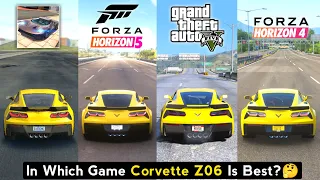 Corvette Z06 Sound & Top Speed - Extreme Car Driving Simulator vs Forza Horizon 5 vs FH 4 vs GTA 5