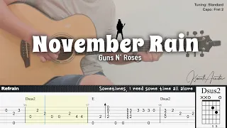 November Rain - Guns N’ Roses | Fingerstyle Guitar | TAB + Chords + Lyrics