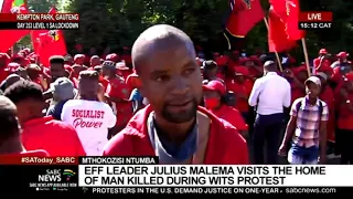 EFF leader Julius Malema arrives at the home of Mthokozisi Ntumba in Kempton Park