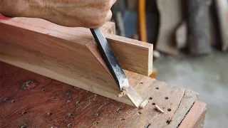 Awesome Techniques Japanese Joints Of Carpenter, Hand Cut Three-Way Wood Joints Structure For Table