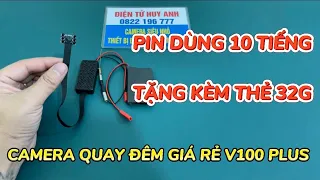 Camera Siêu Nhỏ Không Dây V100 Plus Mẫu Mới 2024 , Camera Giấu Kín Quay Đêm Wifi Full4k Pin Dùng 10H