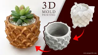 Easy make cement pots use 3D printed mold, amazing result.