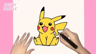 🌸HOW TO DRAW CUTE PIKACHU ⚡~ STEP BY STEP ~ KAWAII DOODLE