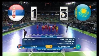 Serbia - Kazakhstan. Futsal. 1/4 Final of EURO. Highlight.