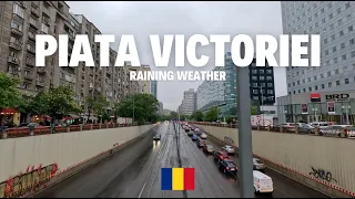 BUCURESTI ROMANIA | PIATA VICTORIEI-AVIATORILOR | PLOAIE | BUCHAREST STREET WALK | APRIL 2024