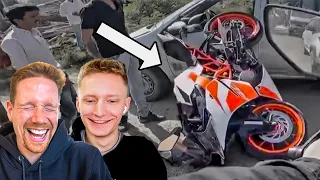 DAVID UND MAURICE REAGIEREN AUF MOTORRAD FAILS UND CRASHES