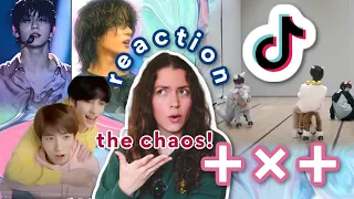 Reacting to TXT tiktoks for the FIRST TIME! funny, cute, and chaotic moments chosen  by a MOA 🩷
