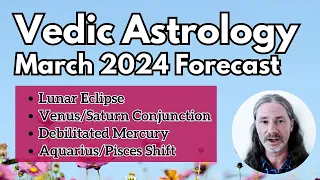 Vedic Astrology March 2024 Forecast Lunar Eclipse Venus Saturn Mercury Aquarius Pisces