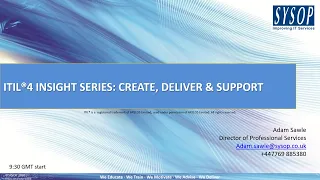 ITIL4 Insight series - Create, Deliver & Support