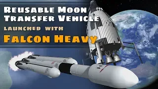 SpaceX Falcon Heavy launches Reusable Moon Transfer Vehicle to the Moons Surface (KSP 1.2.2)