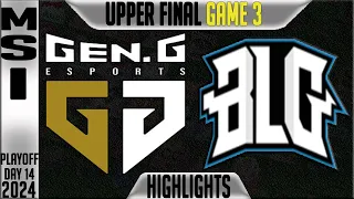 GEN vs BLG Highlights Game 3 | MSI 2024 UPPER FINAL Day 14 | Gen.G vs Bilibili Gaming G3