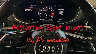 Activation Sport layout (S, RS models) on Audi Virtual Cockpit