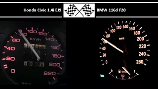 Honda Civic 1.4i EJ9 VS. BMW 116d F20 - Acceleration 0-100km/h