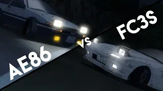 Initial D Legend AE86 vs FC3S (Eurobeat & English DUB!) 1080p 60FPS