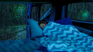 Rain sounds for sleeping - Sleep alone in the Heavy Rain & Thunder inside a camping car at night