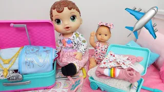 Packing Baby Alive Abby's and Charlies Suitcase for vacation doll travel Routine