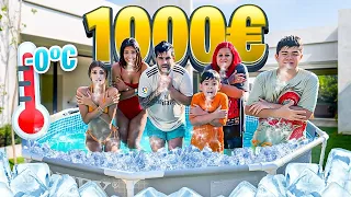 EL ÚLTIMO EN SALIR DE LA PISCINA CONGELADA GANA 1000€...Reto con la FAMILINK!!