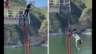 La impactante caída de un turista que hacía bungee jumping y le falló la soga