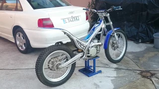 my new dirt bike Sherco 290 cc 2 T. first start after engine rebuild