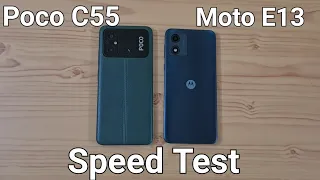 Poco C55 vs Moto E13 Speed Test