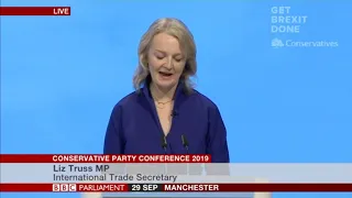 International Trade Secretary Liz Truss addresses Tory Party conference