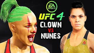 TOO MUCH KNOCKDOWNS!!!!! FANTASTIC FEMALE FIGHT | CLOWN GIRL vs AMANDA NUNES | UFC 4 Gameplay PS4