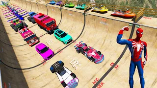 BF Dune Buggy Ramps jump Challenge GTA 5 BMW AMG Audi RS6 Motocross Jet Ski Fire Truck Off-Road Cars