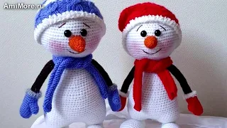 Амигуруми: схема Весёлый снеговик. Игрушки вязаные крючком - Free crochet patterns.