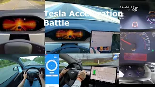 Tesla Model S 3 X Y Acceleration 0-60 MPH Battle Comparison - Roadster vs S vs X vs 3 vs Y vs Plaid