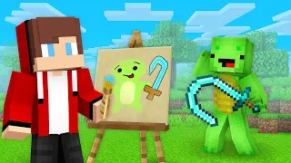 JJ use DRAWING MOD to DRAW ANY ITEM for Mikey Prank! - Minecraft (Maizen)