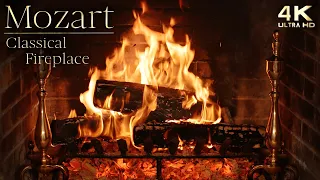 Crackling Fireplace & Classical Music Ambience ~ Mozart's Piano & Symphony Study Music Ambience