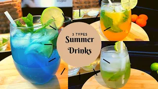 3 Refreshing  Non Alcoholic Summer Drinks | Blue Lagoon Mocktail | Orange Mojito | Virgin Mojito