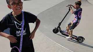 scooter riding on a skateboarding 🛹 park #Adriana #Percy #Alexander