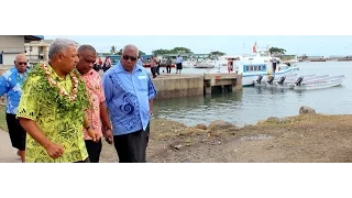 Fijian Prime Minister Voreqe Bainimarama hands over boats to the people of Yasawa.