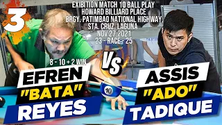 (3) Efren "Bata" Reyes Vs Assis "Ado" Tadique (Patimbao Santa Cruz,Laguna)