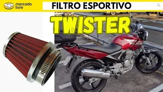 Filtro de ar Esportivo na Twister carburada Fácil instalação.