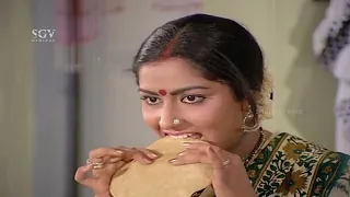 Vasantha Gheeta Geetha Kannada Movie Food Preparation Comedy Scene | Dr. Rajkumar | Gayathri