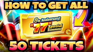 HOW TO GET ALL 77 SPECIAL SUMMON TICKETS! Complete Missions 8 Year Anniversary | DBZ Dokkan Battle
