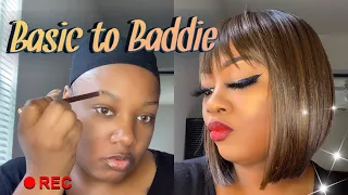 Basic to instagram baddie | GRWM | Transformation Makeup | Everyday look with a RED LIP 💋💋