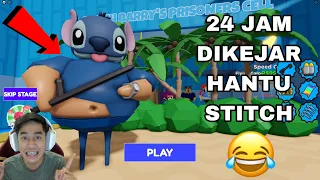 24 JAM DIKEJAR HANTU STITCH 😈 STITCH BARRY'S PRISON OBBY 😂