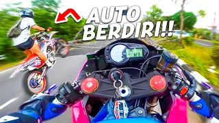 Nasib ZX636 Ketika Wheelie Bareng SUPERMOTO...