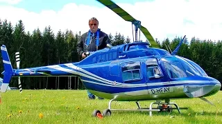 GIGANTIC XXXL RC BELL-206 JETRANGER SCALE 1:3 MODEL TURBINE HELICOPTER FLIGHT DEMONSTRATION