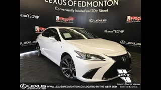 White 2019 Lexus ES 350 F Sport Series 1 Walk Around Review - Downtown Edmonton, AB