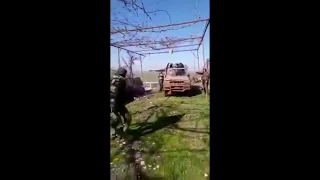 Iranian led pro Assad fighters being hit by rebel ATGM in Western Aleppo