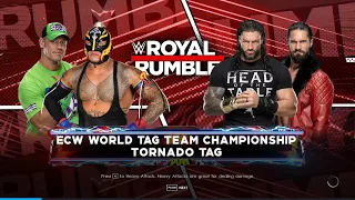 WWE 2K22 - Rey Mysterios, John Cena Vs Roman Reigns, Seth Rollins World Tag Match Title Gameplay!!!!